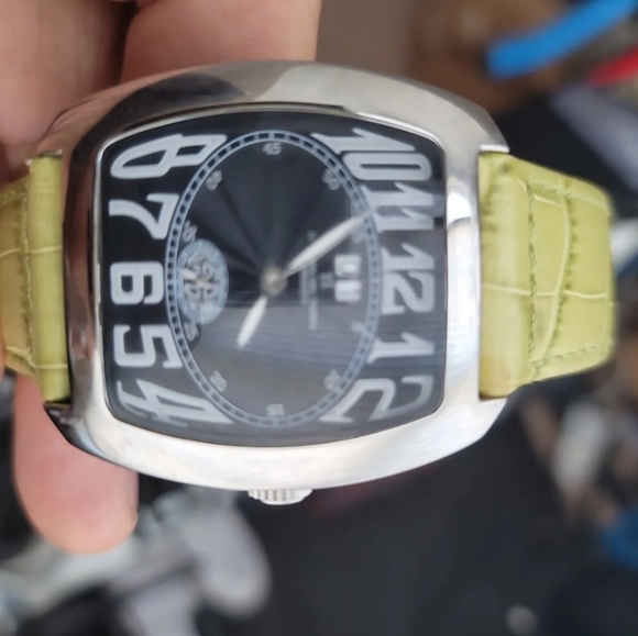 COPY - Officina del Tempo Marrakech watch stainless 316l black dial green leath… - Picture 3 of 6